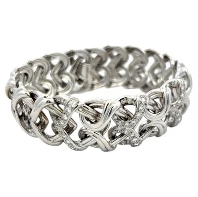 Pre-owned Verdura 18k White Gold Link Bracelet With 1.1 Carat Round F-vs Diamonds