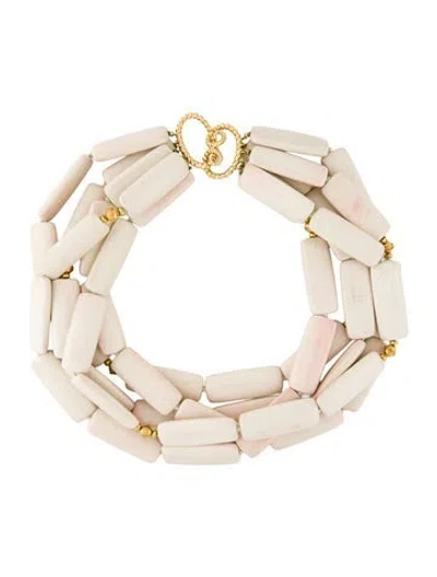 Pre-owned Verdura 18k White Stone Tile Multistrand Necklace, 18.25" In Multicolor