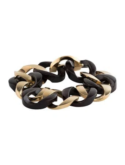 Pre-owned Verdura 18k Wood Cocobolo Curb Link Bracelet, 6.25" In Brown