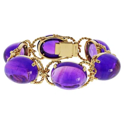Pre-owned Verdura 18k Yellow Gold Amethyst Pebble Bracelet
