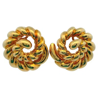 Pre-owned Verdura 18k Yellow Gold Floral Clip On Earrings W/box