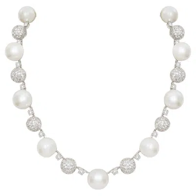 Pre-owned Verdura 25 Carat Diamond And South Pearl Necklace In Multi