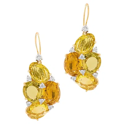 Pre-owned Verdura Citrine & Diamond Dangle Earrings In Multi