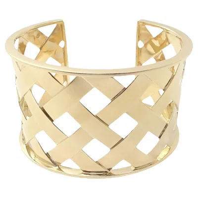 Pre-owned Verdura Criss Cross Wide Yellow Gold Cuff Bangle Bracelet
