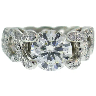 Pre-owned Verdura Diamond Platinum Criss Cross Ring 2.05 Carat Gia In Multi