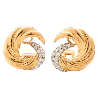 Pre-owned Verdura Gold Platinum Diamond Earrings By  In Multi