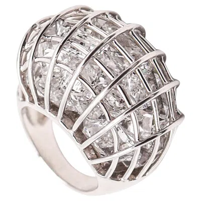Pre-owned Verdura Milano Caged Cocktail Ring In 18kt White Gold With 25 Rock Quartzes