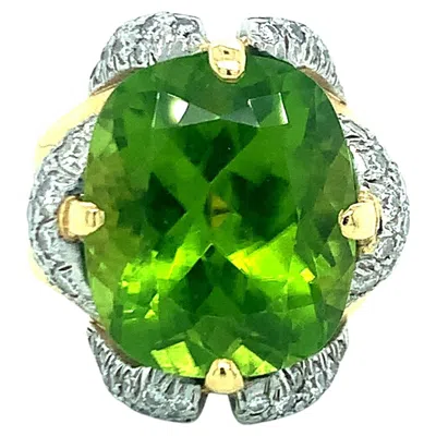 Pre-owned Verdura Peridot Diamond Expandable Ring In Multi