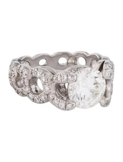 Pre-owned Verdura Platinum 2.05ct Criss Cross Ring In Multicolor