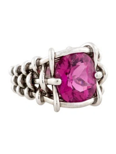 Pre-owned Verdura Platinum 5.32ctw Tourmaline Cocktail Ring In Multicolor