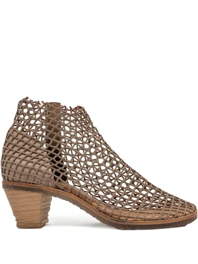 Verdura Shoes Netted Block-heel Boots In Neutral