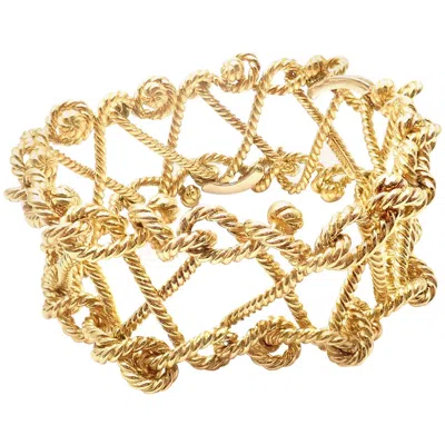 Pre-owned Verdura Twisted Rope Openwork Wide Yellow Gold Link Bracelet