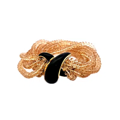 Pre-owned Verdura Vintage 84.70 Grams Onyx 18 Karat Yellow Gold Gemstone Bracelet