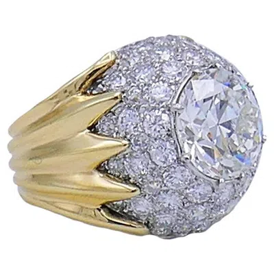 Pre-owned Verdura Vintage Ring 18k Gold Diamond 5.01-carat J Si2 Gia In Multi