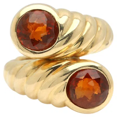 Pre-owned Verdura Vintage  18k Gold Garnet Bypass Ring In Multi