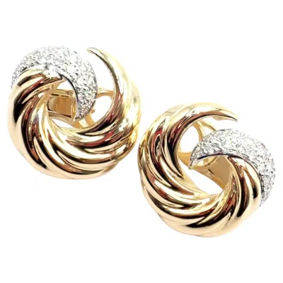Pre-owned Verdura Yellow Gold Diamond Swirl Drop Earrings