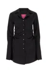 Verguenza Crystal-embellished Silk Shirt Dress In Black