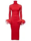 Verguenza Red Red High Neck Midi Knit Dress In Red