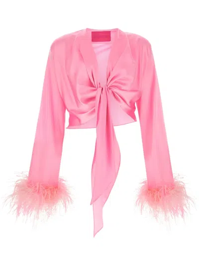 VERGUENZA FEATHER-TRIM TOP