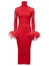 Verguenza Red Red High Neck Midi Knit Dress In Red