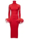 Verguenza Red Red High Neck Midi Knit Dress In Multi