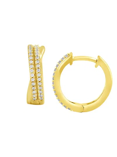 Verifine Women's Demi Fine Sage 18k Goldplated Sterling Silver & 0.25 Tcw Diamond Huggie Hoop Earrings