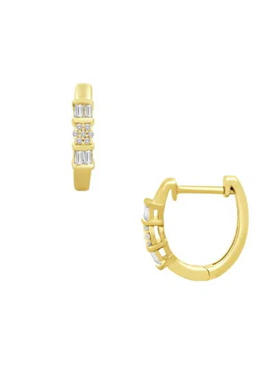 Verifine Women's Zara 18k Yellow Goldplated Sterling Silver & 0.1 Tcw Diamond Huggie Hoop Earrings
