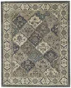 Verlaine Botticino Diamond Floral Persian Wool, Navy/gray/beige, 3ft-6in X 5ft-6in