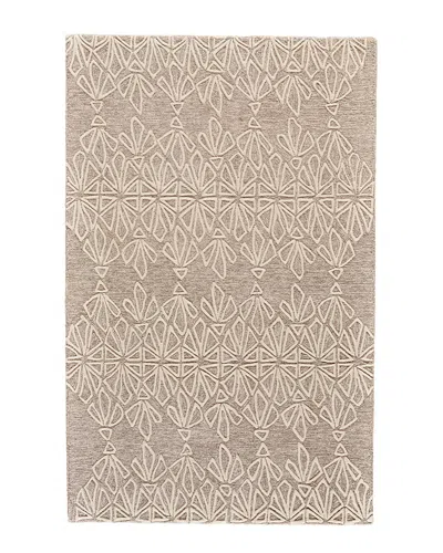 Verlaine Fadden Minimalist Geo Floral Wool Rug In Brown
