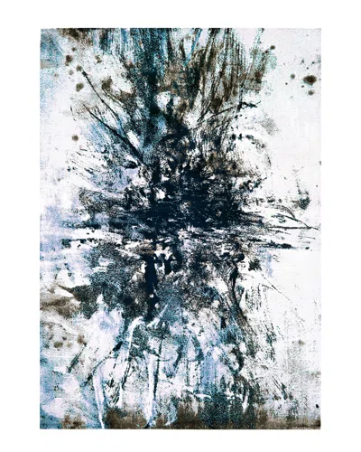 VERLAINE VERLAINE JAVERS CONTEMPORARY ABSTRACT SPLATTER, SNOW WHITE/ICE BLUE, 5FT-2IN X 7FT-2IN