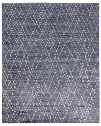 Verlaine Miska Modern Minimalist Line Work Rug In Blue