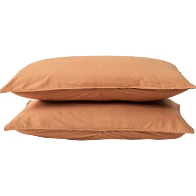 Verlee Cotton Percale Set Of 2 Standard Shams In Canyon