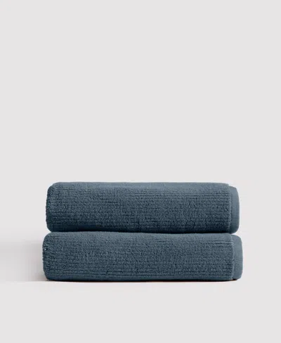 Verlee Ribbed Turkish Cotton Towels Midnight Tide
