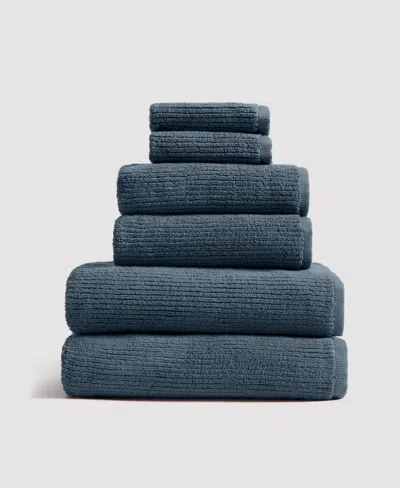 Verlee Ribbed Turkish Cotton Towels Midnight Tide