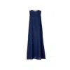 Shop Verlinne Women's Blue Freya Maxi Sleeveless Linen Dress