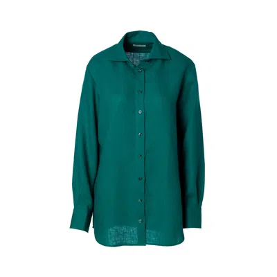 Verlinne Women's Green Boyfriend Linen Shirt Frankie Emerald