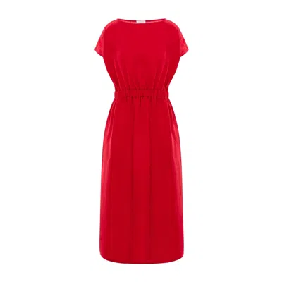 Verlinne Women's Long Linen Dress With Side Slits Caroline Red