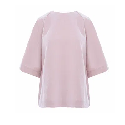 Verlinne Women's Pink Relaxed Raglan Sleeve Linen Blouse Feel