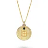 Vermaye Switzerland Women's Gold Scarab Onyx Necklace Vermeil Cablechain