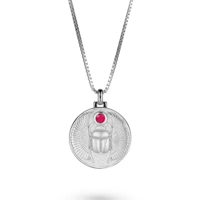 Vermaye Switzerland Women's Scarab Ruby Necklace Silver Boxchain