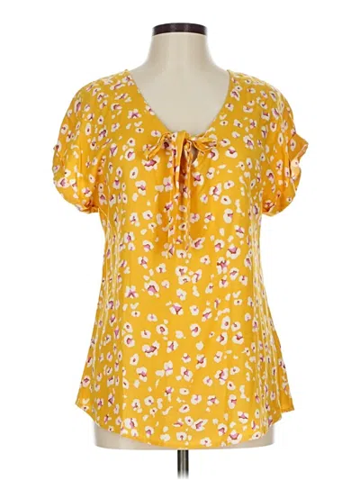 Pre-owned Vernacular Short Sleeve Blouse In Yellow