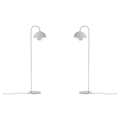 Pre-owned Verner Panton Pair Of Flowerpot Floor Lamp Chrome Plated Steel By  For &tradition In Transparent
