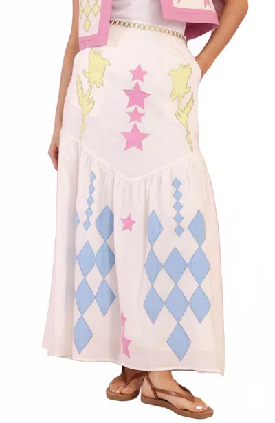 Vero Alfie Carousel Maxi Skirt In White