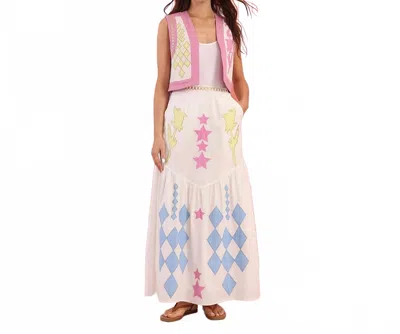 Vero Alfie Carrousel Gilet Vest In White In Multi