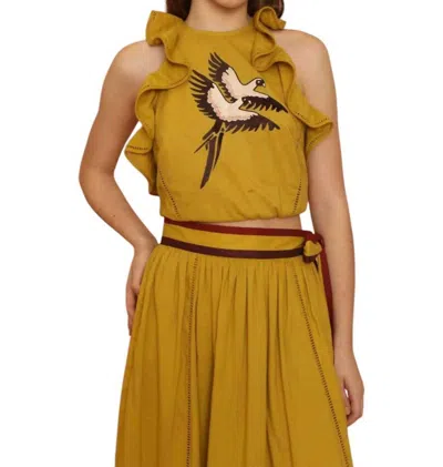 Vero Alfie Malibu Top In Mustard In Yellow