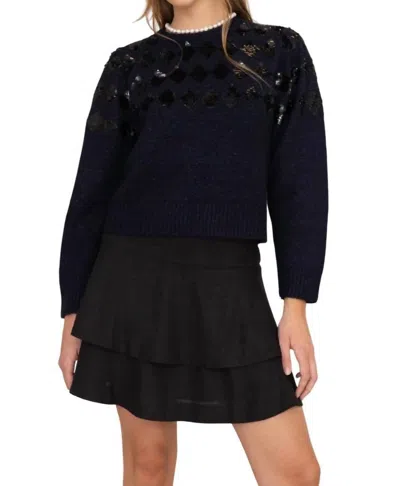 Vero Alfie Mondrian Sweater In Navy In Blue