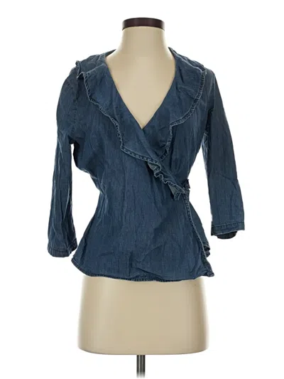 Pre-owned Vero Moda 3/4 Sleeve Button Down Shirt In Blue