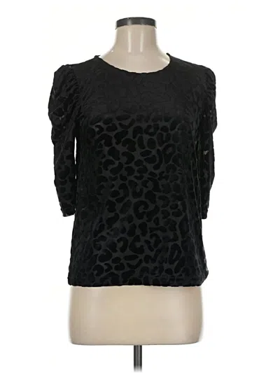 Pre-owned Vero Moda 3/4 Sleeve Top Black Jacquard Pattern Crew Neck Tops
