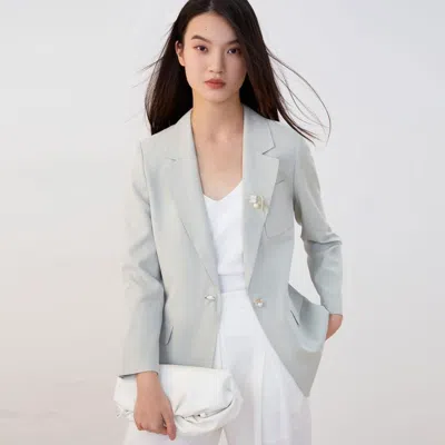 Vero Moda 【含亚麻面料】直筒翻领纯色简约气质通勤西装外套女 In Gray