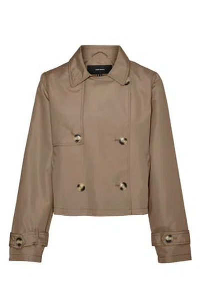 Vero Moda Amarie Double Breasted Jacket In Silver Mink